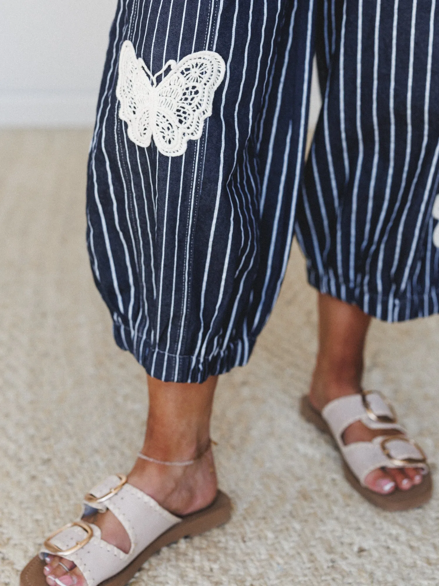 Winged Wanderer Patchwork Barrel Pants - Navy sold by Three Bird Nest product image thumbnail 5