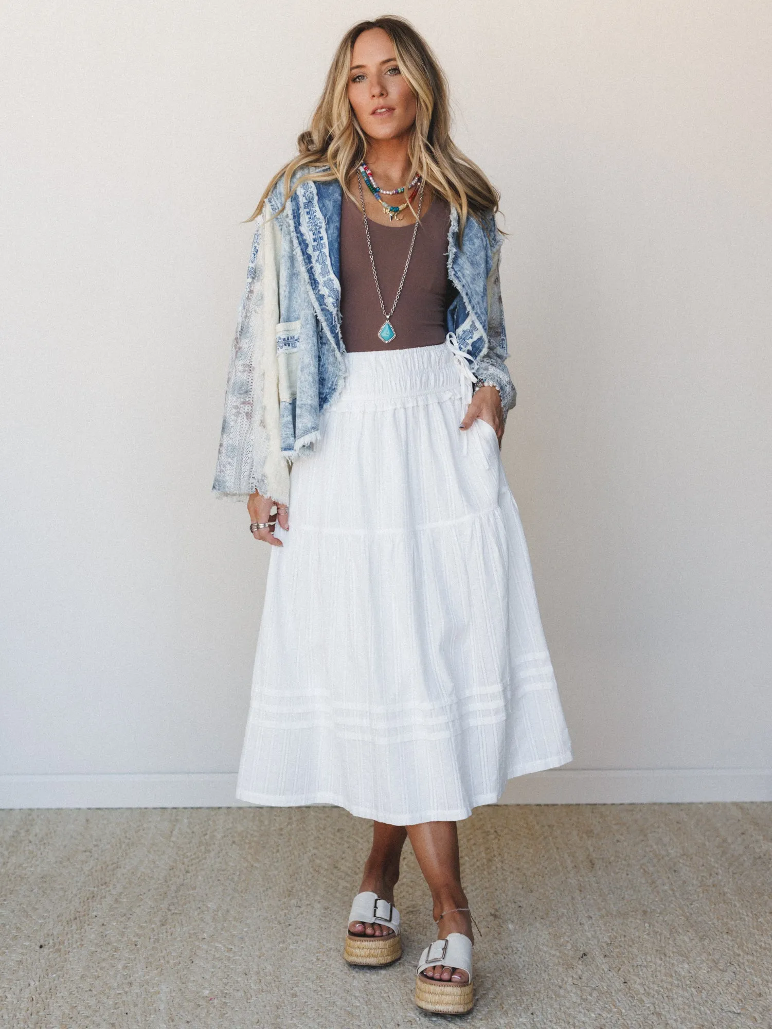 Hillside Meadows Maxi Skirt - Off White sold by Three Bird Nest product image thumbnail 4