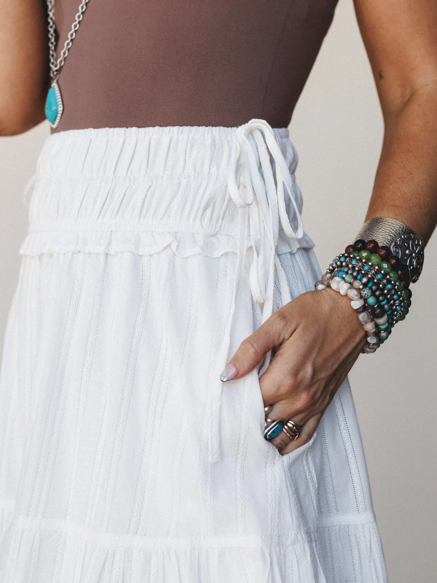 Hillside Meadows Maxi Skirt - Off White sold by Three Bird Nest product image thumbnail 3