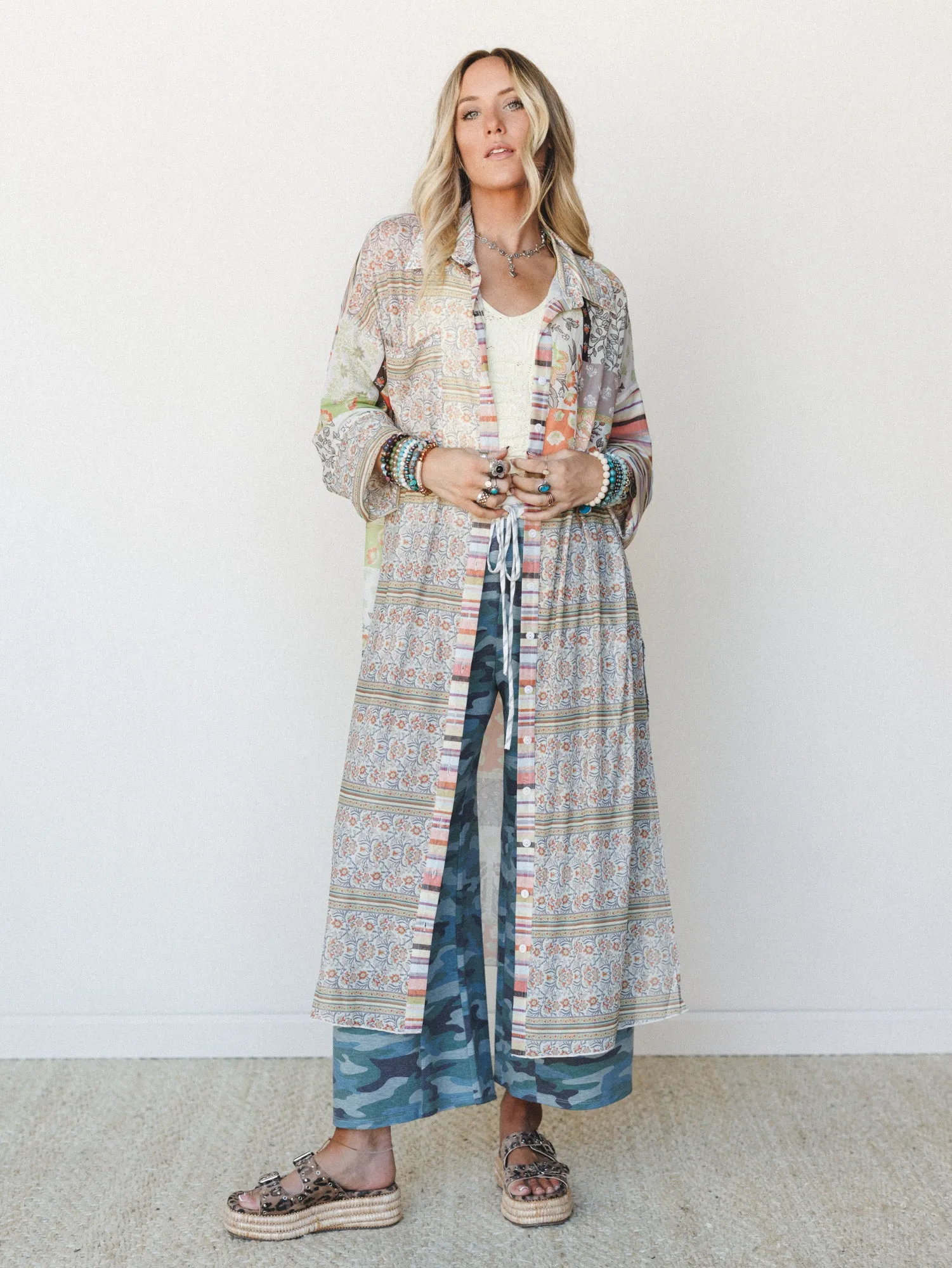 Maze of Florals Duster - Multi sold by Three Bird Nest