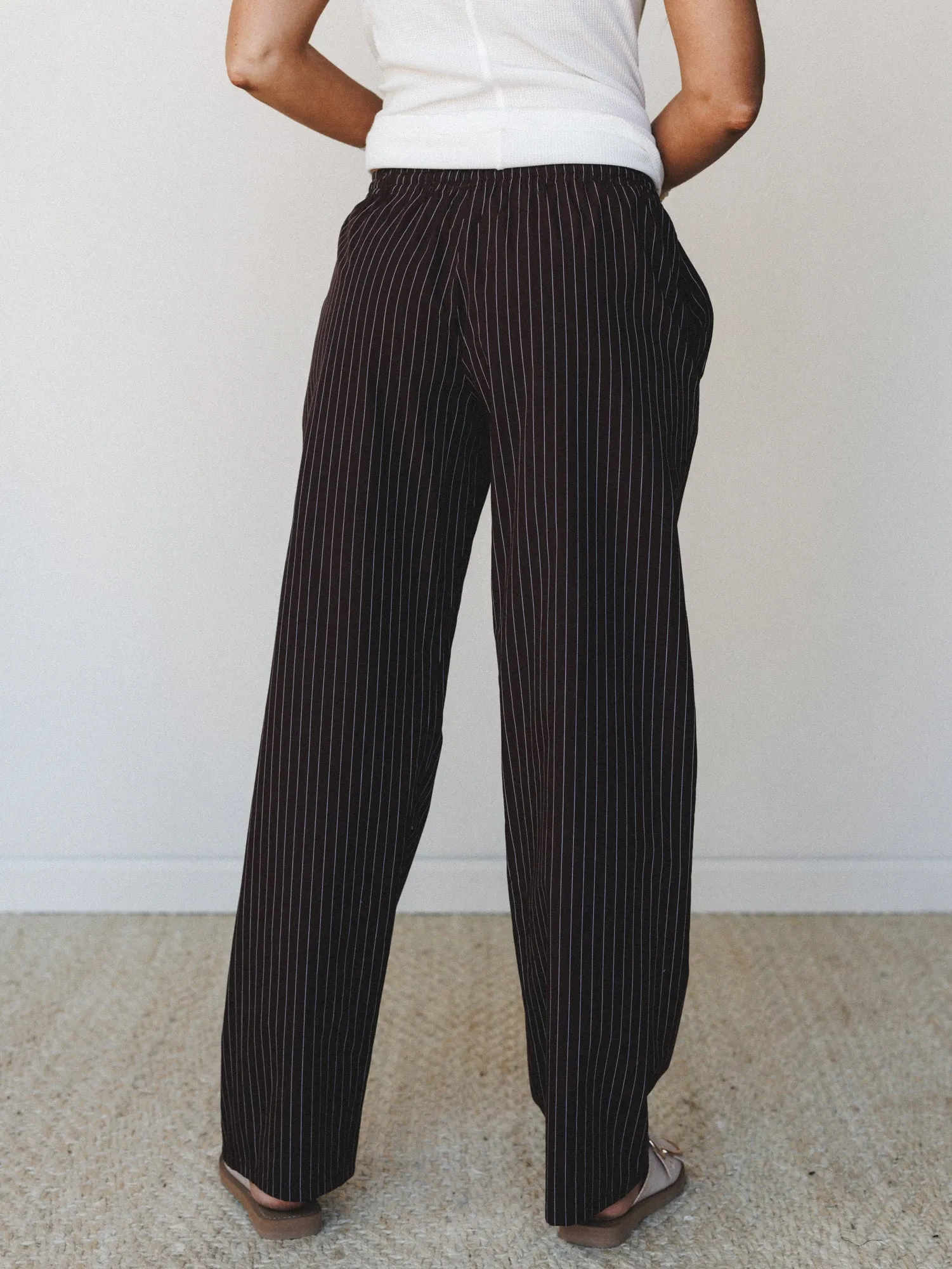 With the Tide Stripe Pants - Chocolate sold by Three Bird Nest product image thumbnail 4