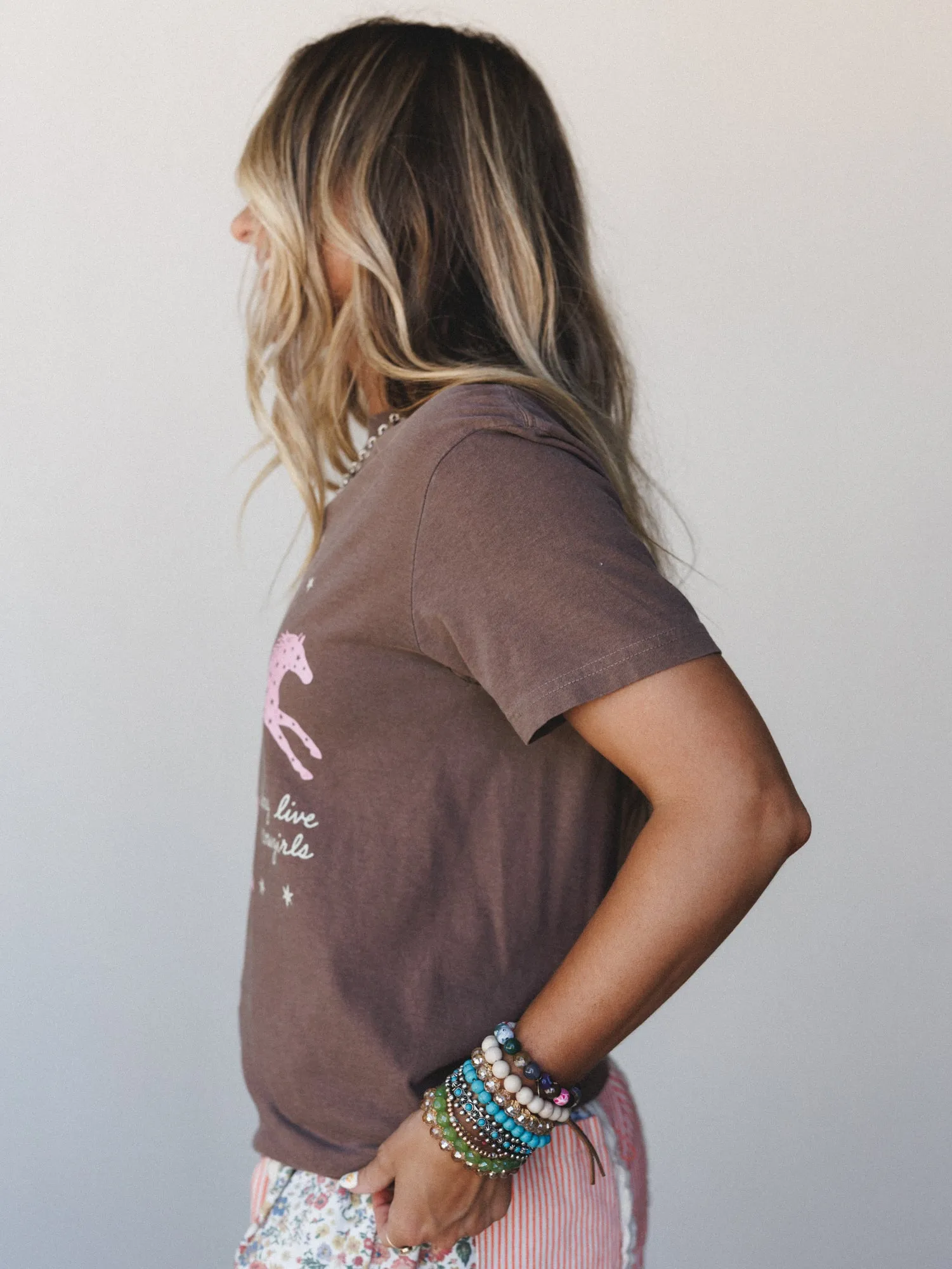 The Nest Long Live Cowgirls Graphic Tee - Espresso sold by Three Bird Nest product image thumbnail 4