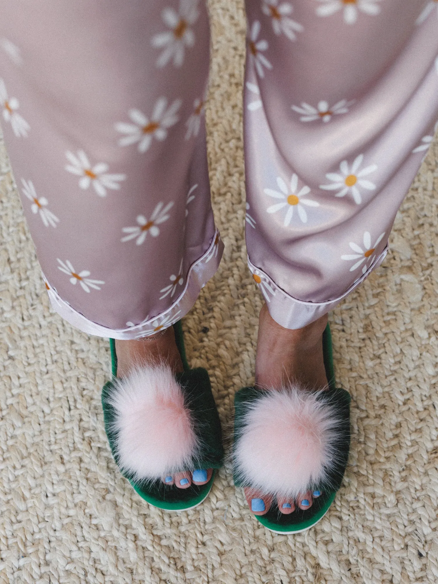 Soft Pom Pom Slippers - Green sold by Three Bird Nest product image thumbnail 3
