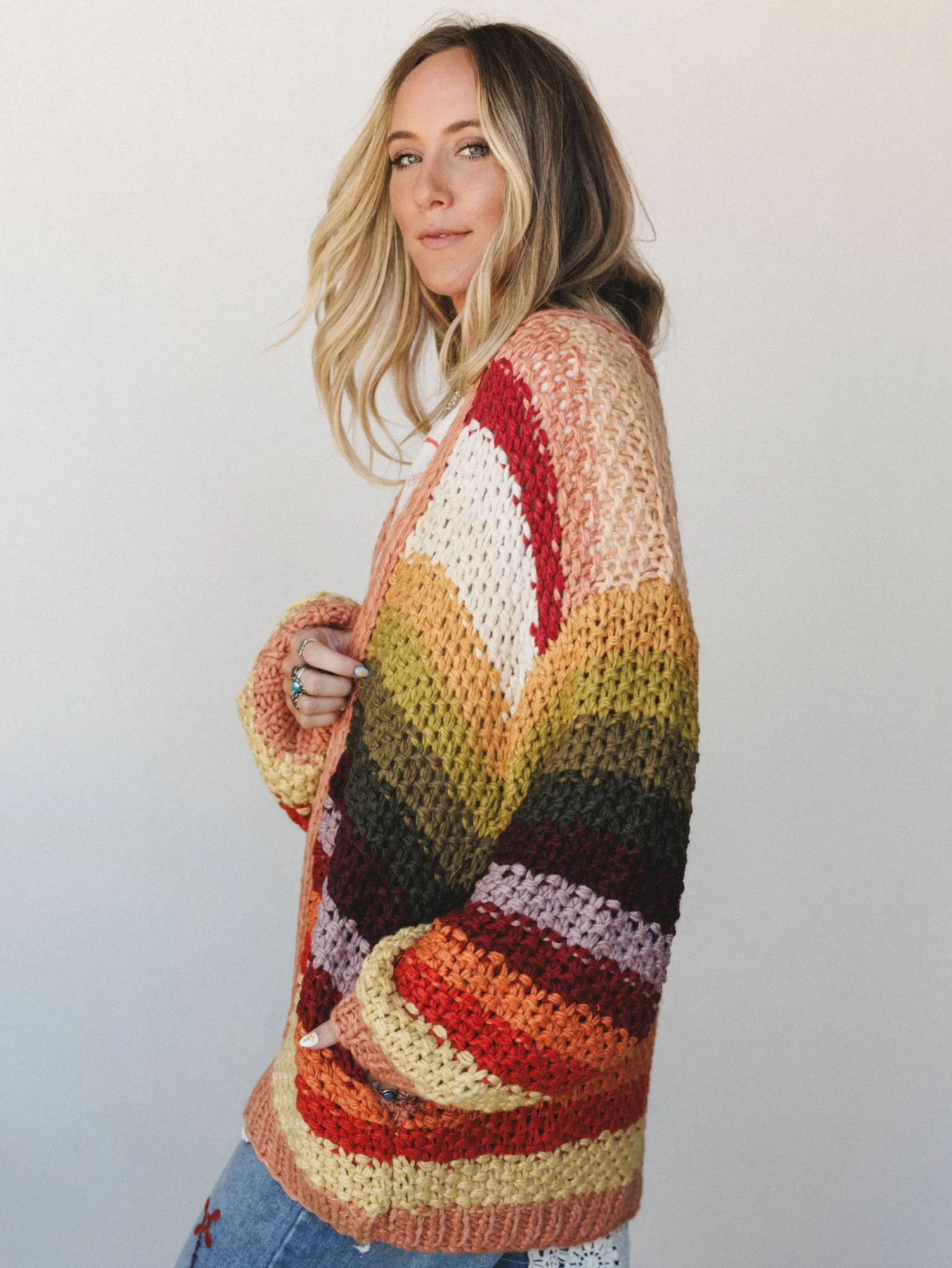 Wrapped up in Color Knit Cardigan - Autumn Leaves sold by Three Bird Nest product image thumbnail 4