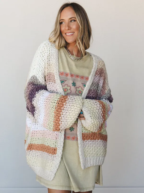 Wrapped up in Color Knit Cardigan - Ecru made by Listicle