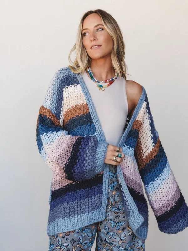 Wrapped up in Color Knit Cardigan - Slate Blue made by Listicle
