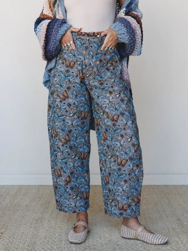 Sea of Butterfly Wings Barrel Pants - Gray made by Davi & Dani