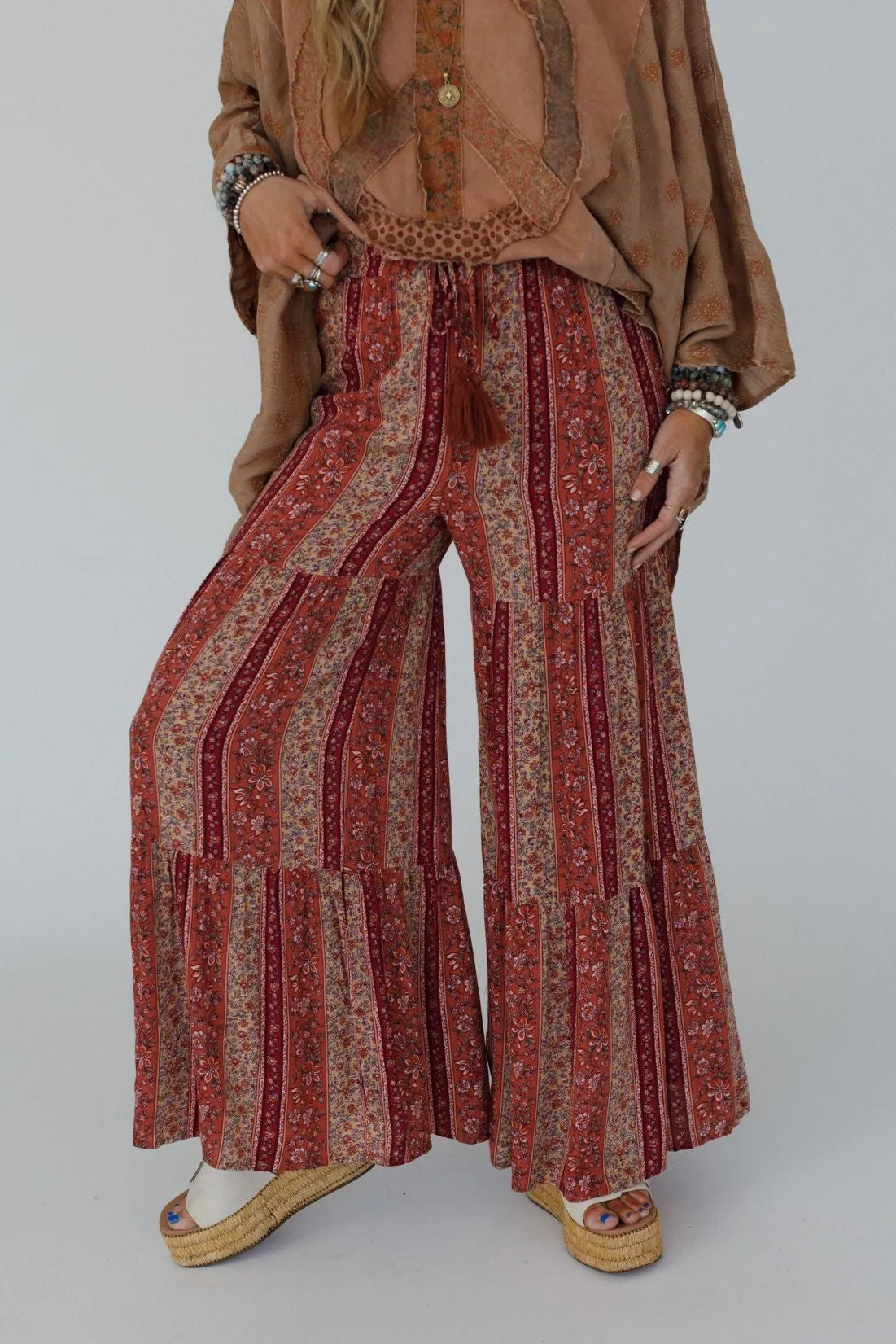 Colter Floral Wide Leg Pant - Berry sold by Three Bird Nest product image thumbnail 4