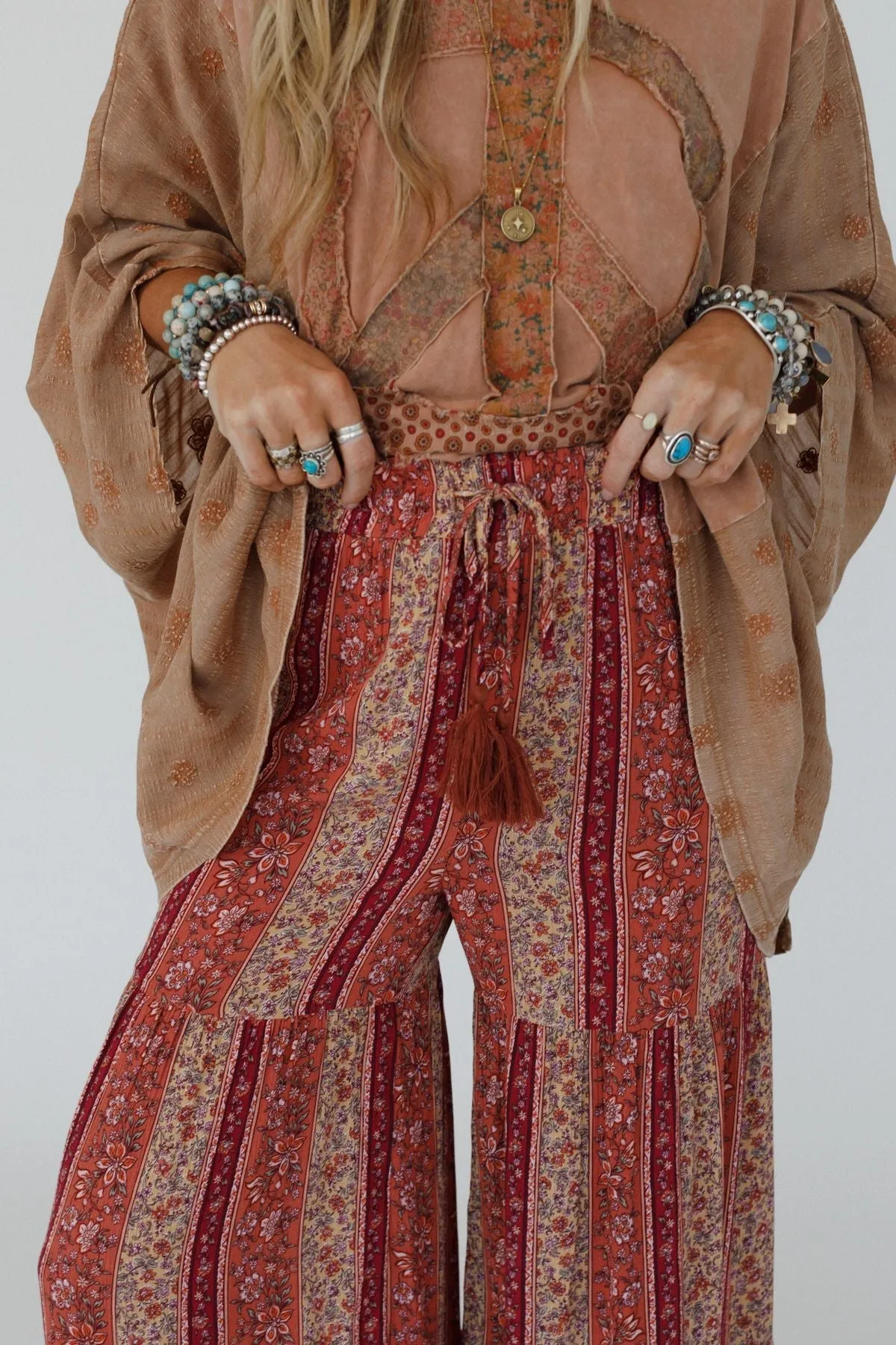 Colter Floral Wide Leg Pant - Berry sold by Three Bird Nest product image thumbnail 3