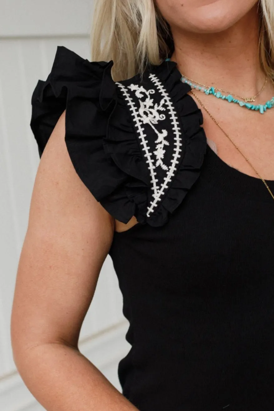Always Lovely Embroidered Top - Black sold by Three Bird Nest product image thumbnail 2