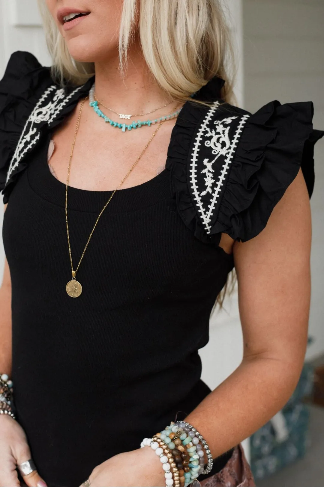 Always Lovely Embroidered Top - Black sold by Three Bird Nest product image thumbnail 3
