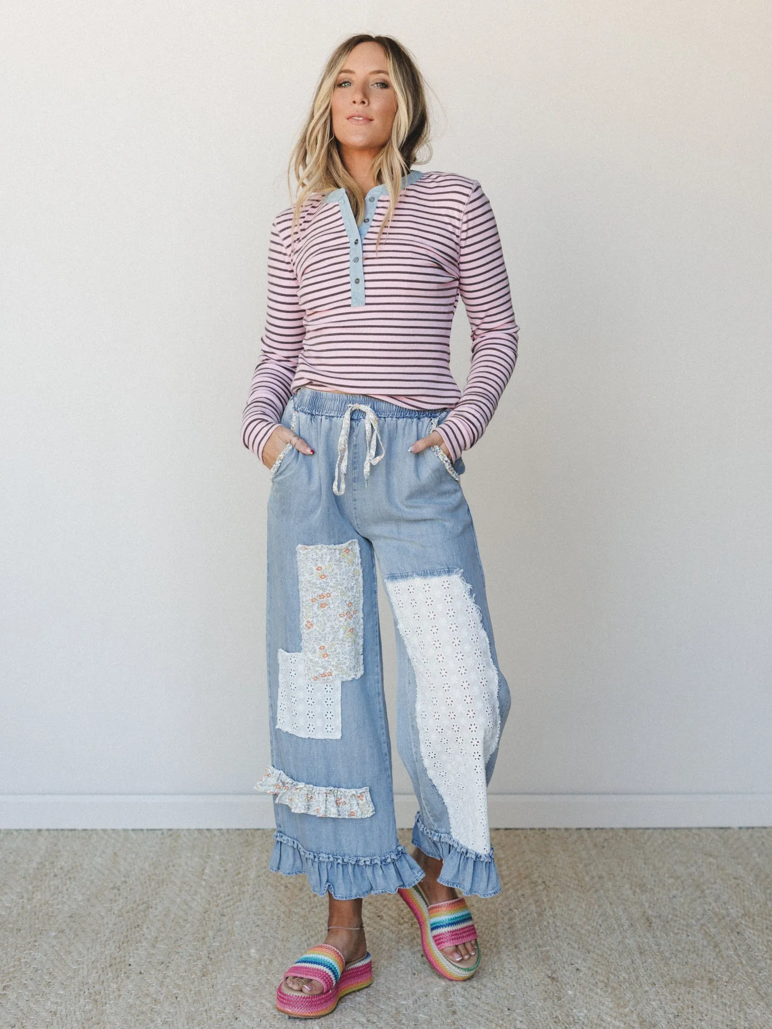 Garden in Bloom Pants - Light Denim sold by Three Bird Nest product image thumbnail 5