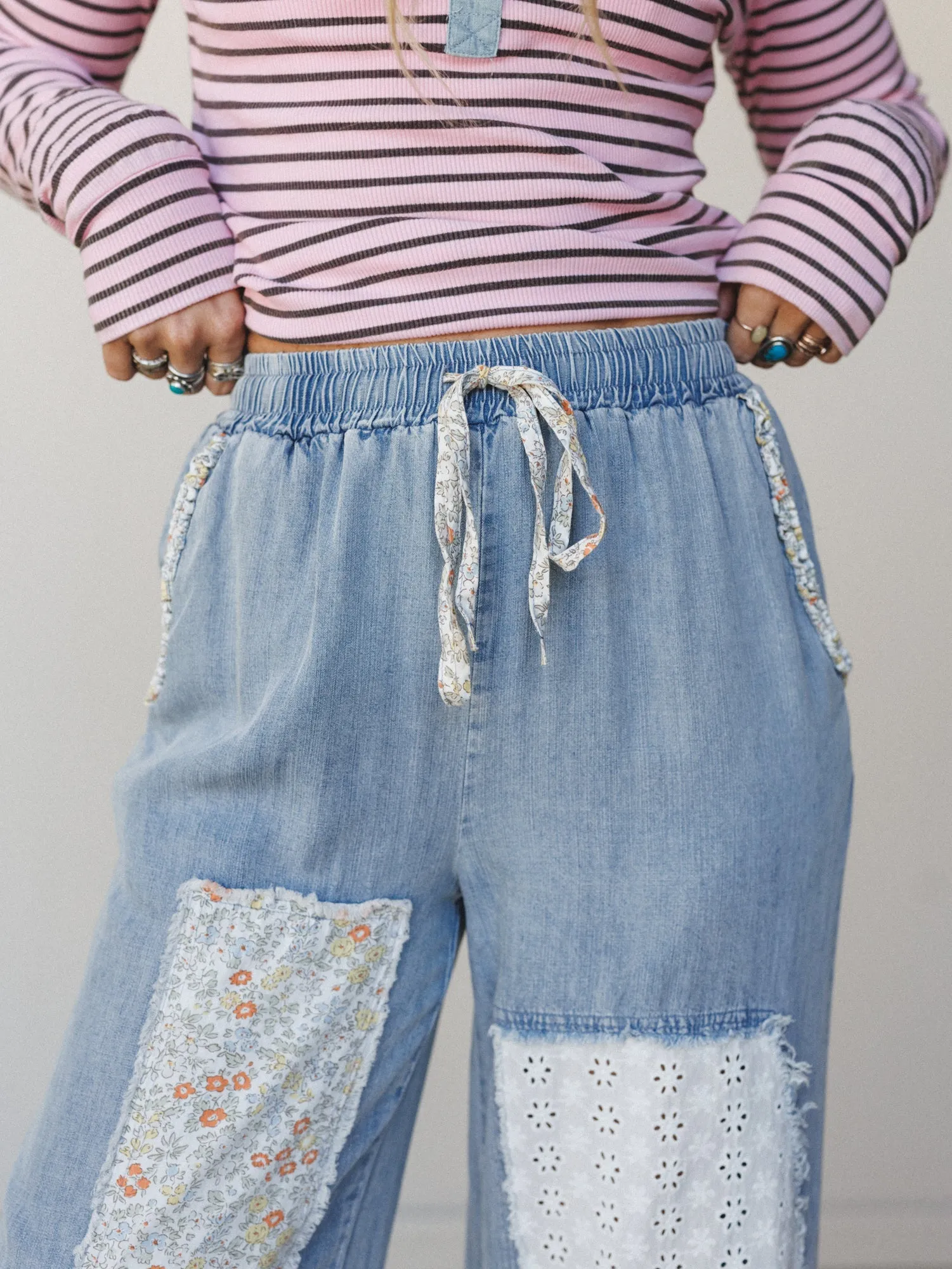 Garden in Bloom Pants - Light Denim sold by Three Bird Nest product image thumbnail 3