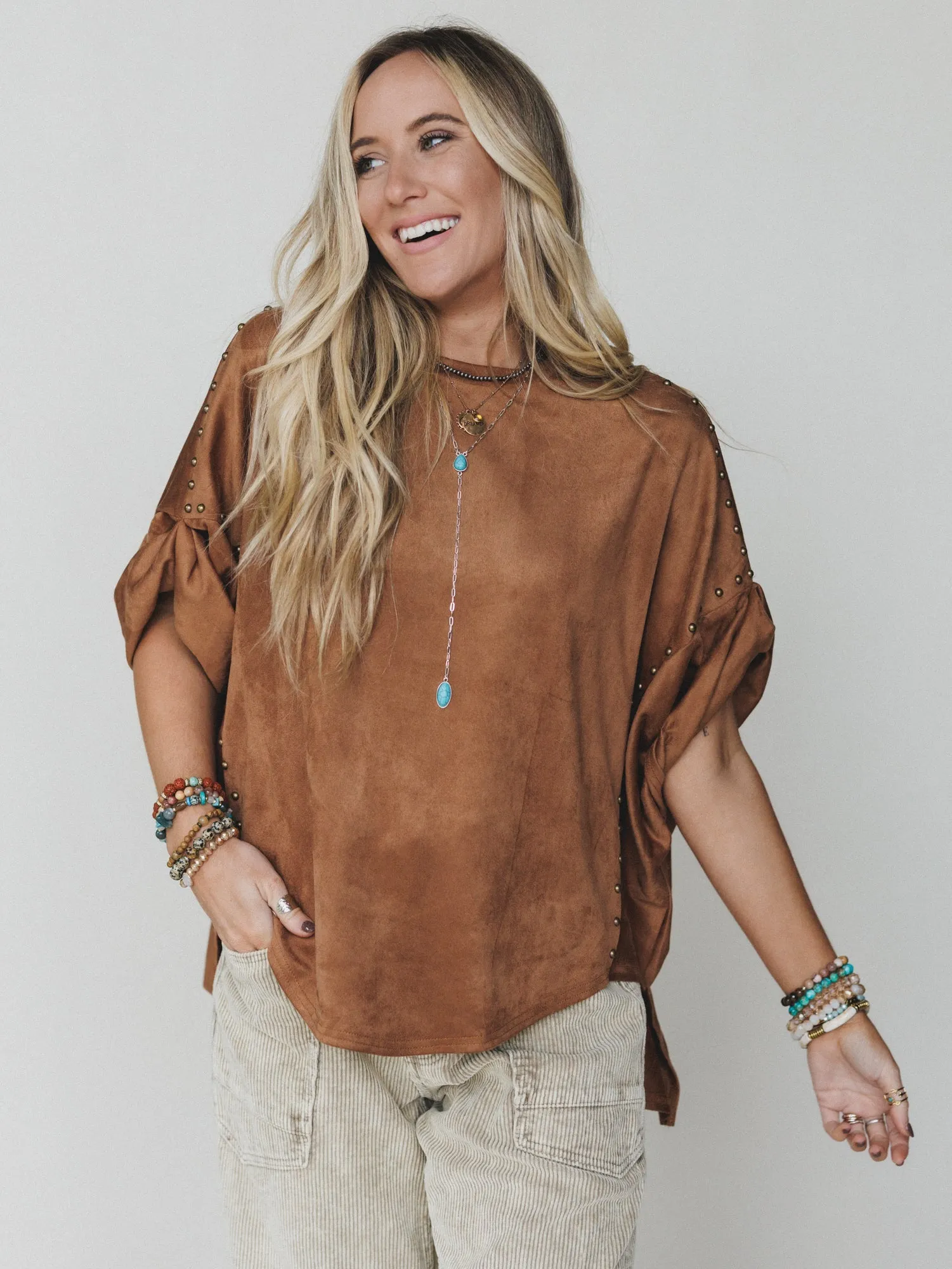 Tomcat Studded High Low Top - Camel - Pre Order sold by Three Bird Nest