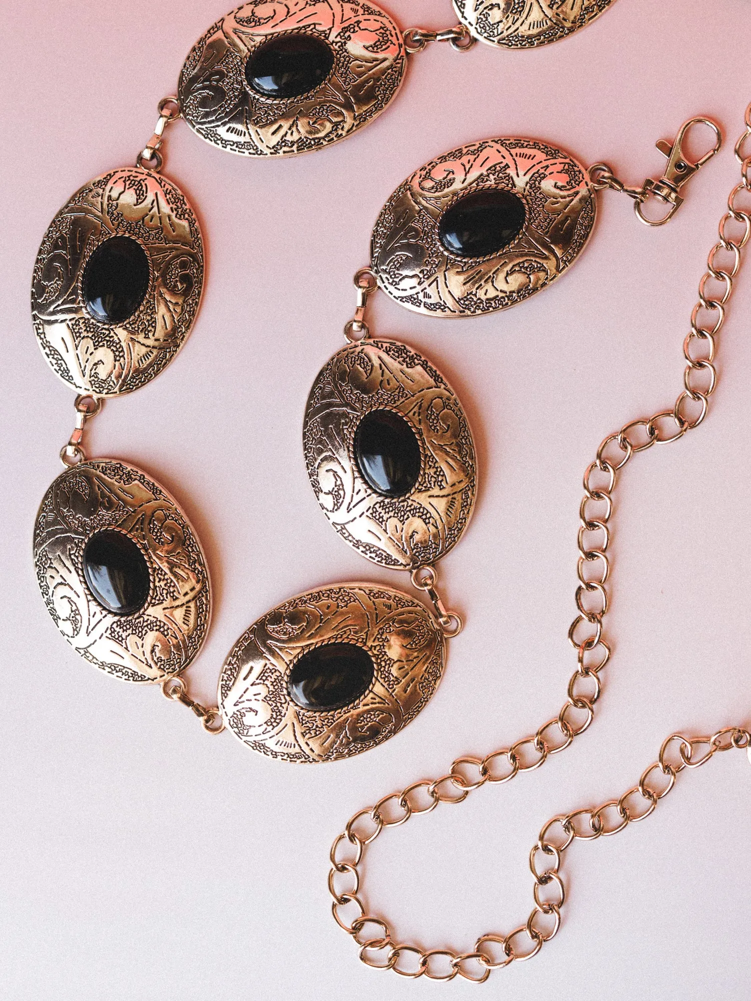Lucky Gal Chain Belt - Gold Black sold by Three Bird Nest