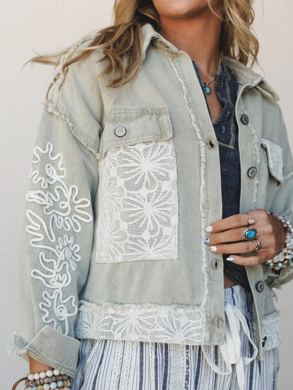 Sweet on You Embroidered Jacket - Sage made by Davi & Dani