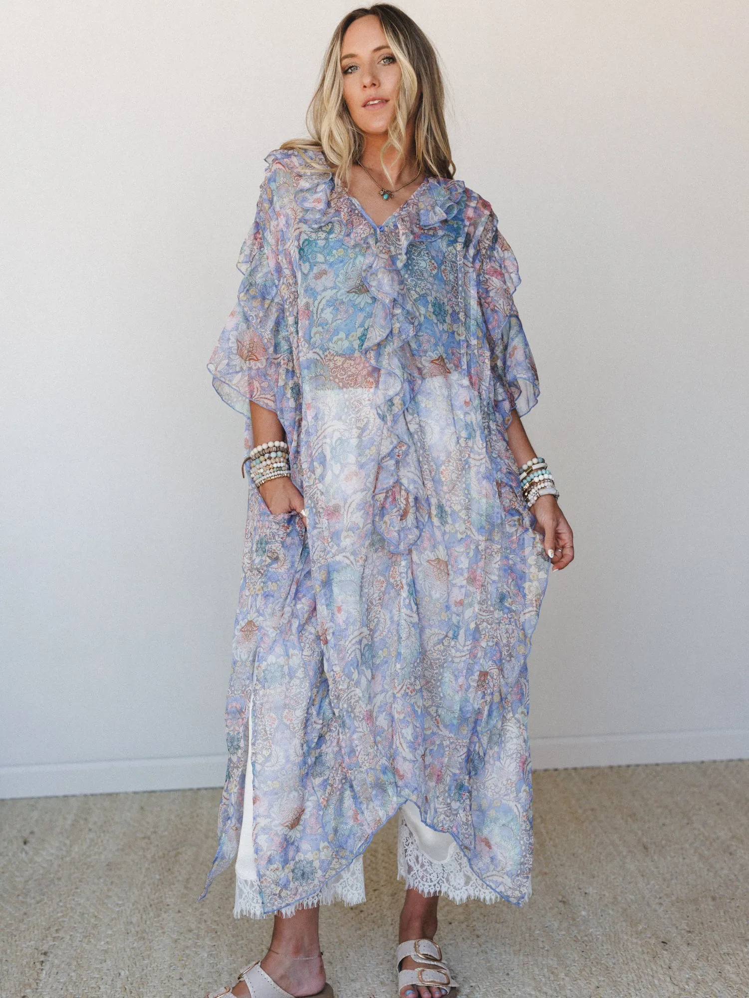 Petals of Neptune Kimono - Peri Blue sold by Three Bird Nest