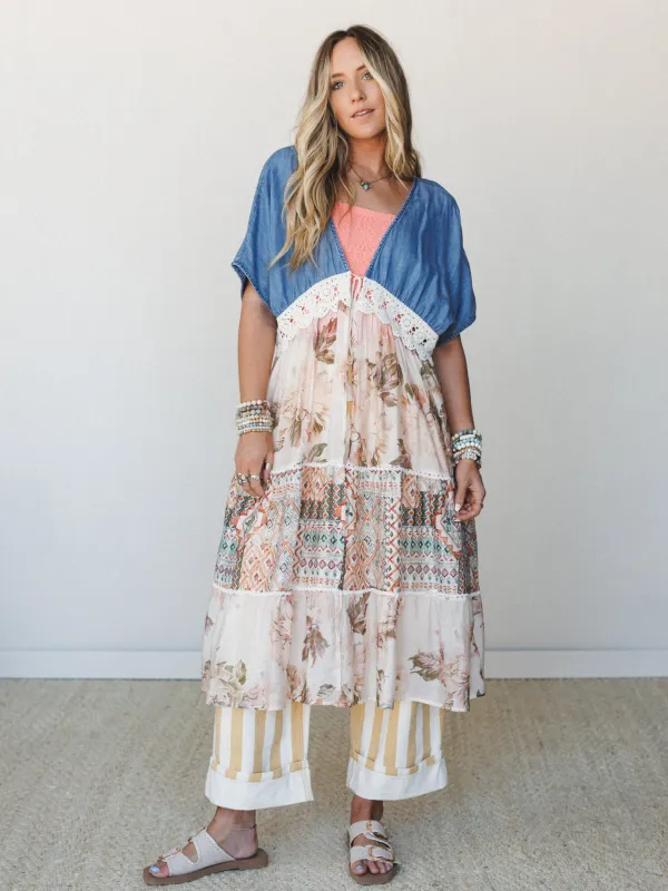 Sahara Soul Kimono - Washed Denim made by easel