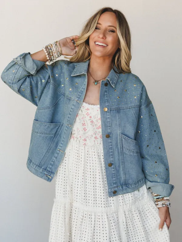 Written In The Stars Denim Jacket - Blue Denim made by Davi & Dani