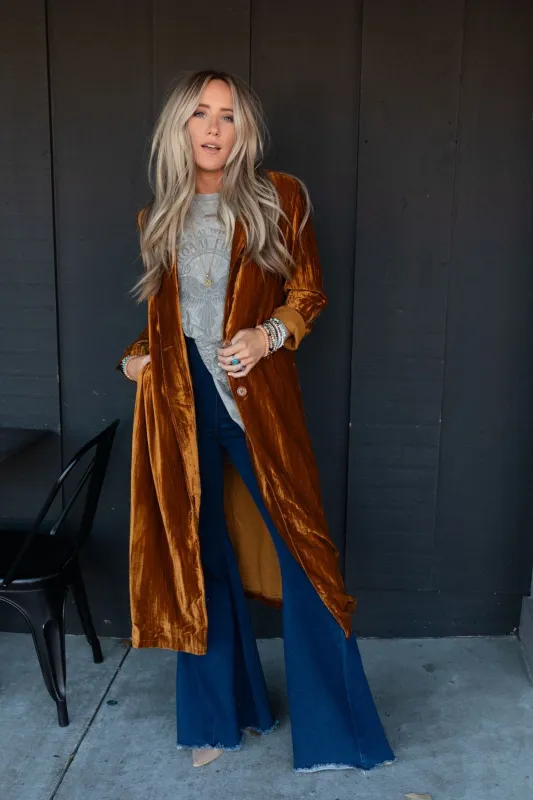 City Walks Velvet Duster Coat - Camel - Pre Order made by easel