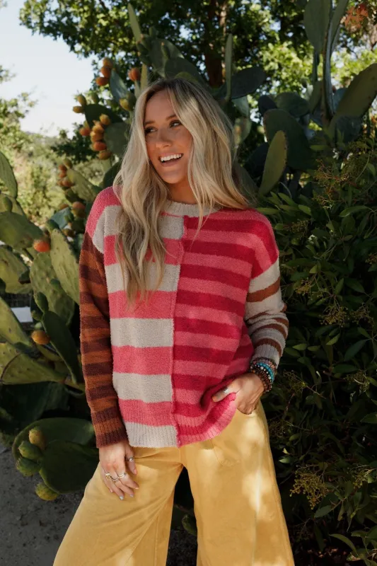 Dulcie Striped Sweater - Pink - Pre Order made by easel