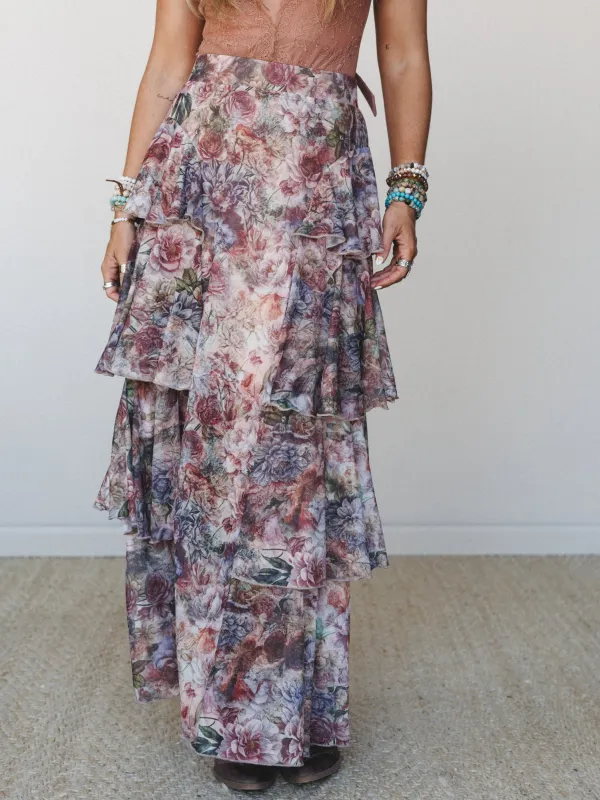 Dripping in Florals Skirt - Sand made by Promesa