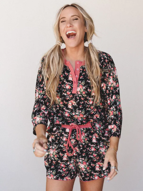 Floral Dreams PJ Set - Black made by AnnieWear