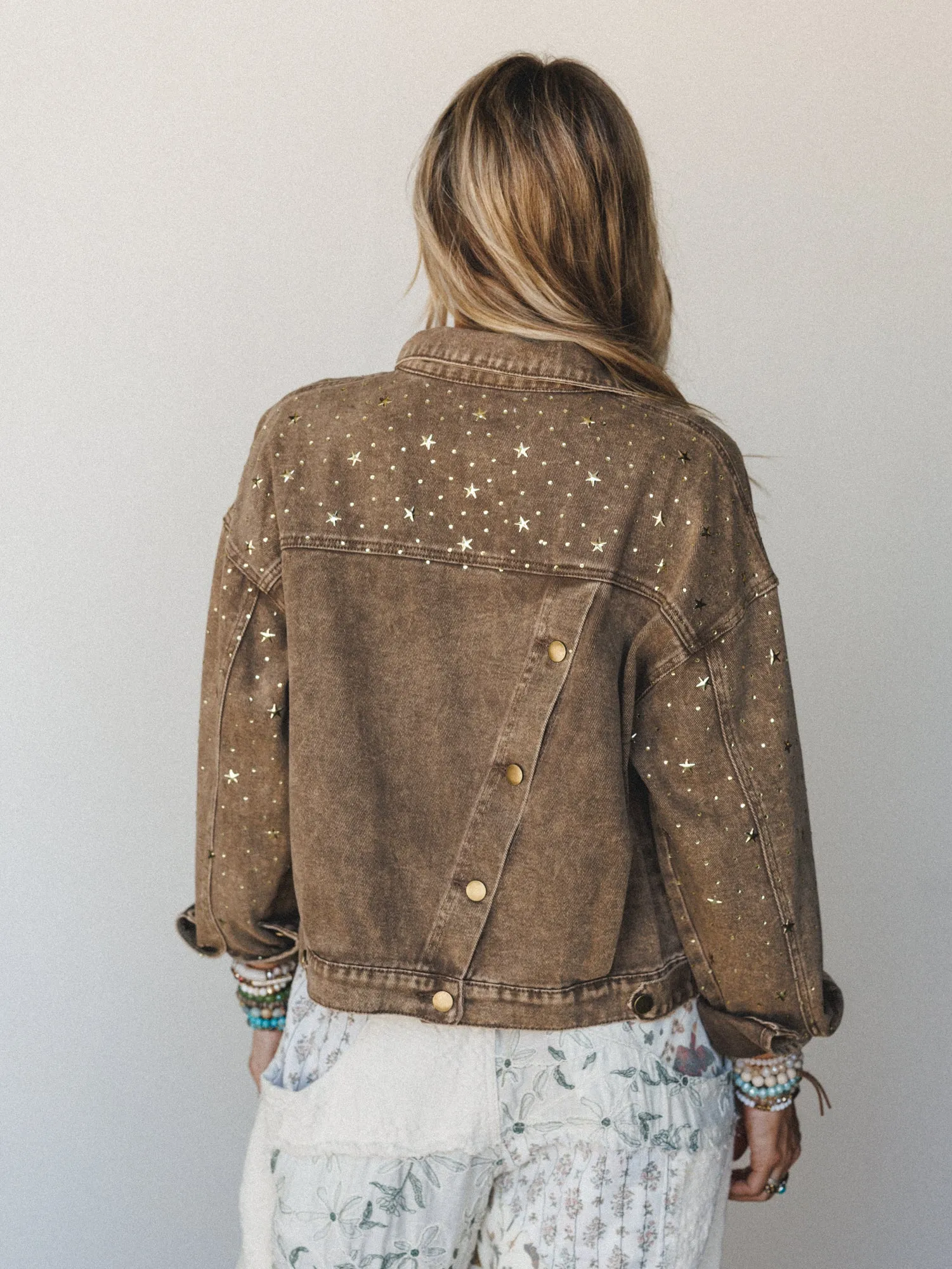 Written In The Stars Denim Jacket - Mocha sold by Three Bird Nest product image thumbnail 5