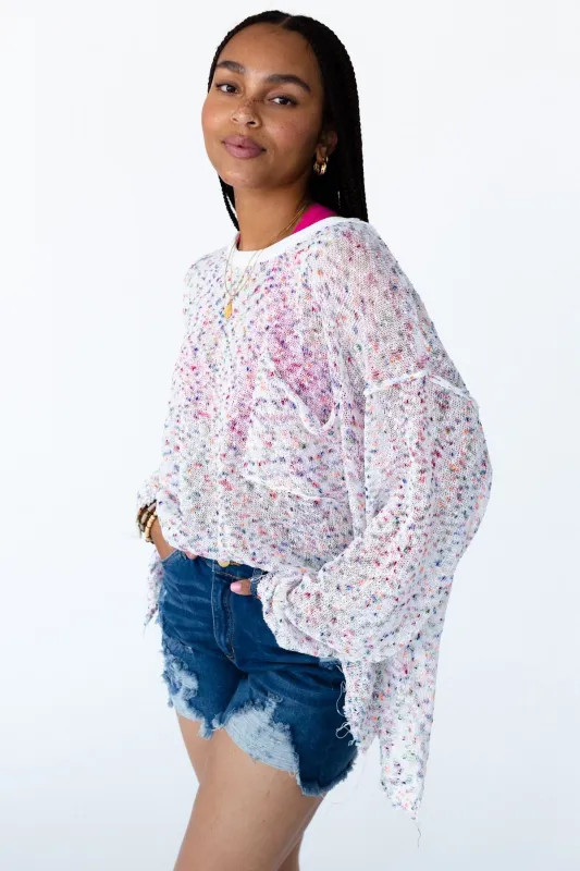 Speckled Beauty Pullover Sweater - White - Pre Order made by easel