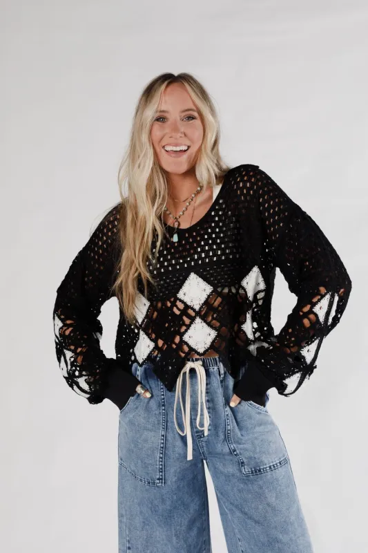 Desert Diamond Crochet Top - Black - Pre Order made by Davi & Dani