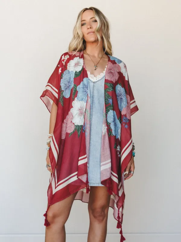 Garden Stroll Kimono - Rust made by Three Bird Nest