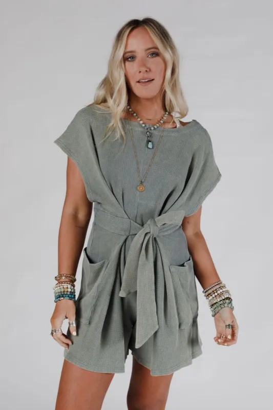 Tied To Perfection Romper - Teal made by Davi & Dani