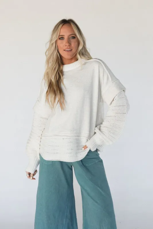 Moonrise Layered Sweater Top - Cream made by Davi & Dani