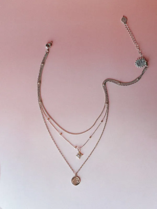 Moonlit Layered Necklace - Silver made by Three Bird Nest