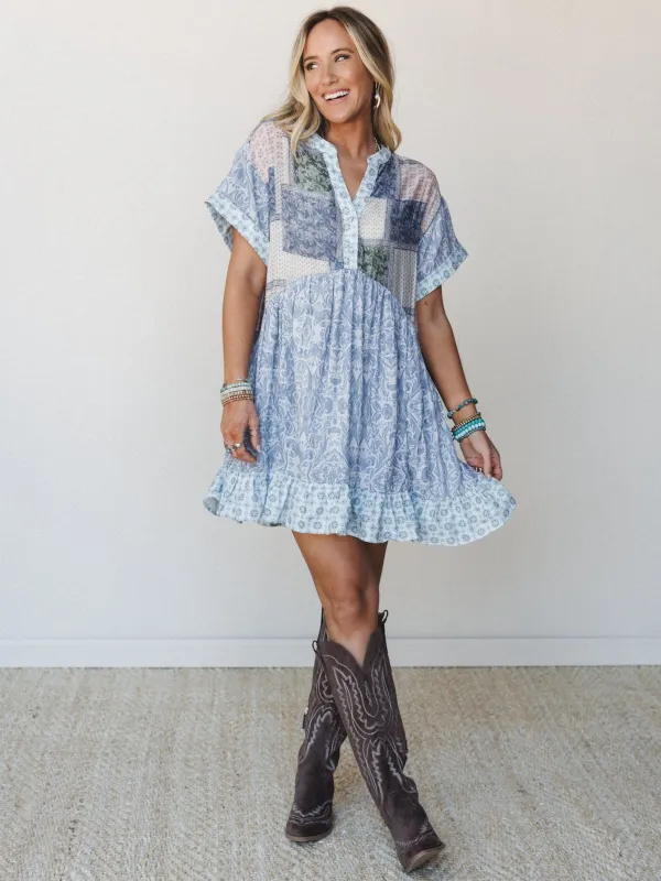 Blossom Caravan Dress - Blue Combo - Pre Order made by mittoshop