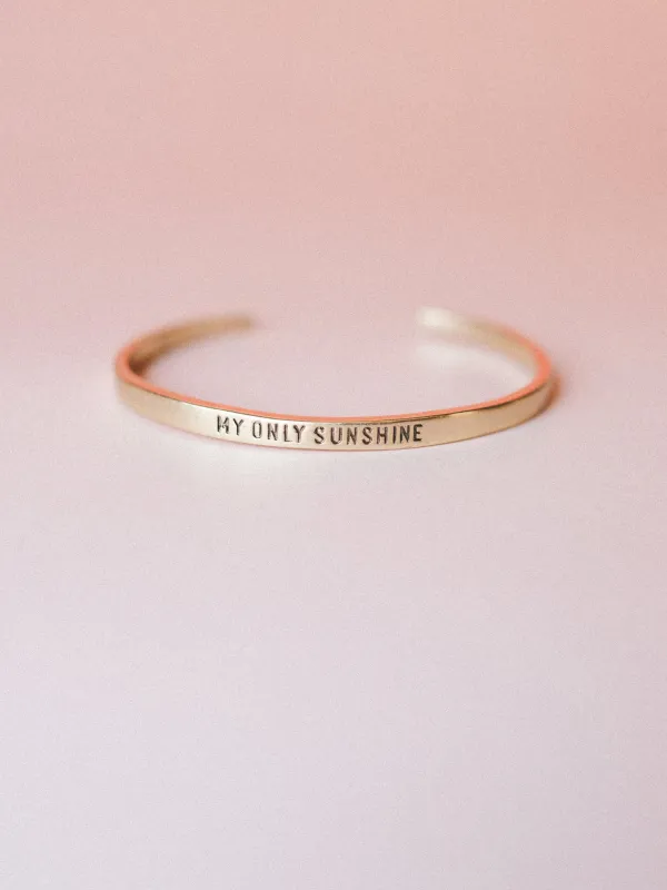 My Only Sunshine Cuff Bangle - Antique Gold made by Three Bird Nest