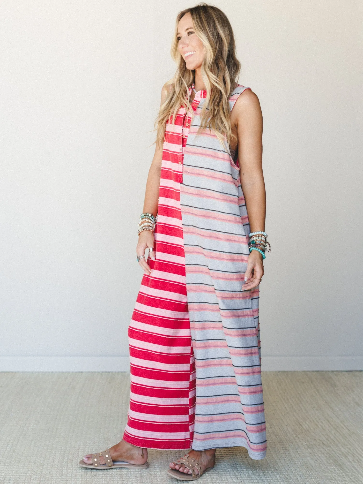The Nest Cruise Lines Jumpsuit - Red Grey sold by Three Bird Nest product image thumbnail 2