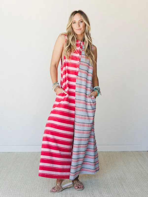 The Nest Cruise Lines Jumpsuit - Red Grey made by Three Bird Nest