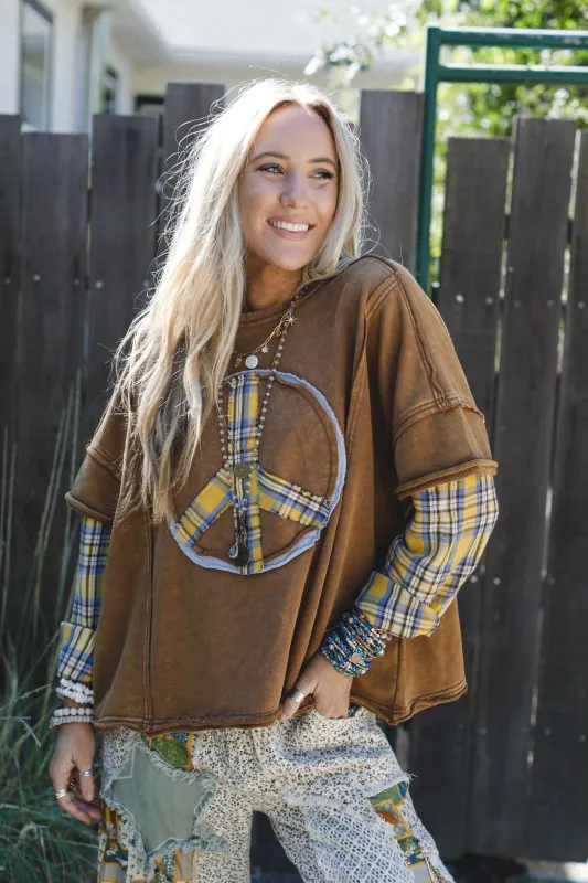 Keep Me Plaid Top - Mocha - Pre Order made by easel