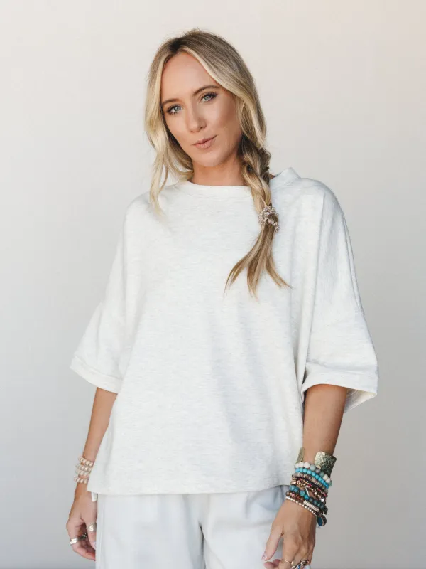 Easy Mode Tee - Heather Vanilla made by Zenana