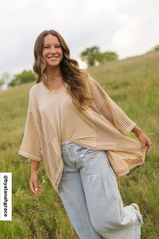 City Drifter Oversized Contrast Top - Taupe - Pre Order made by Three Bird Nest