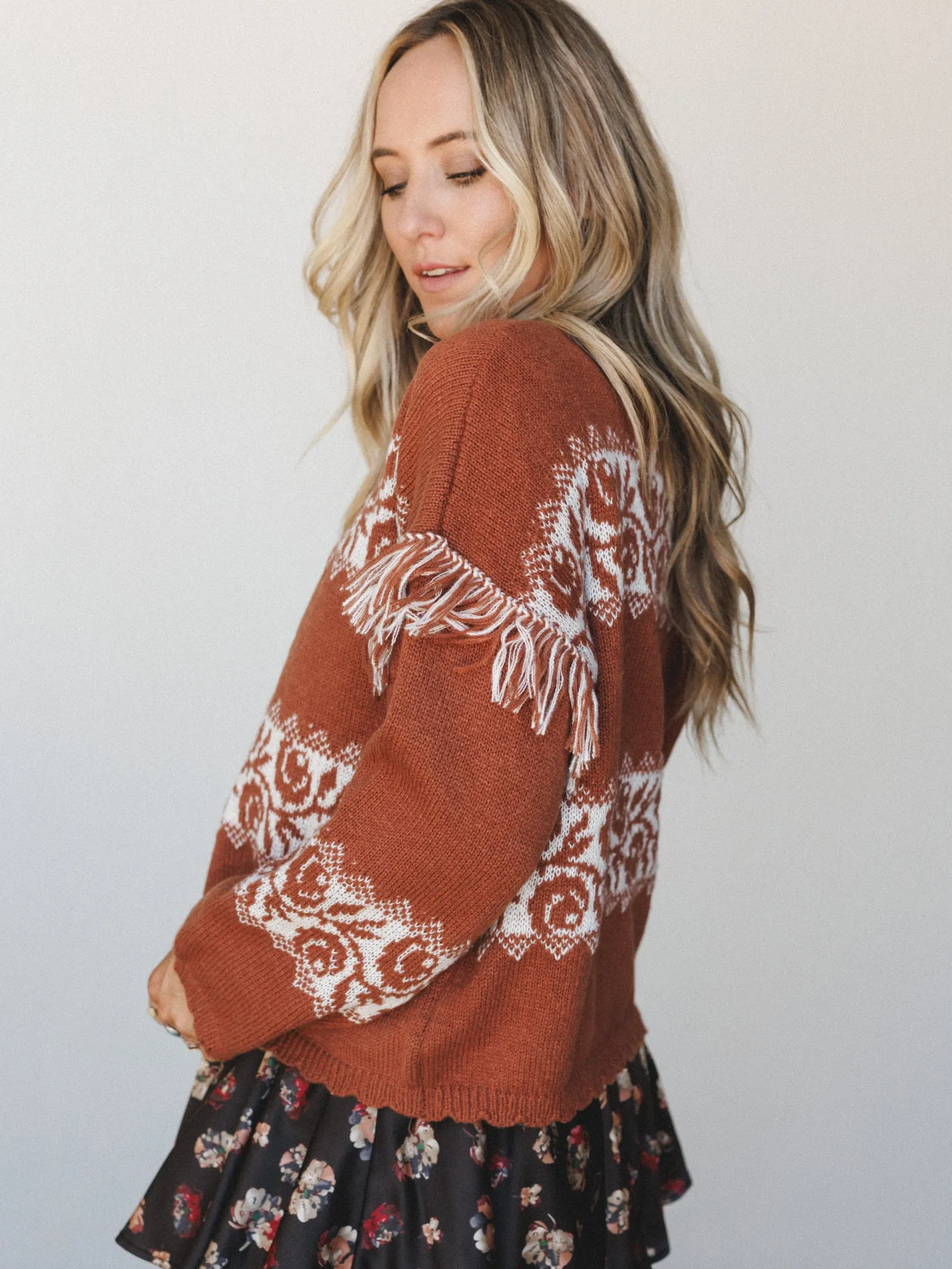 Thorns and Roses Sweater - Rust sold by Three Bird Nest
