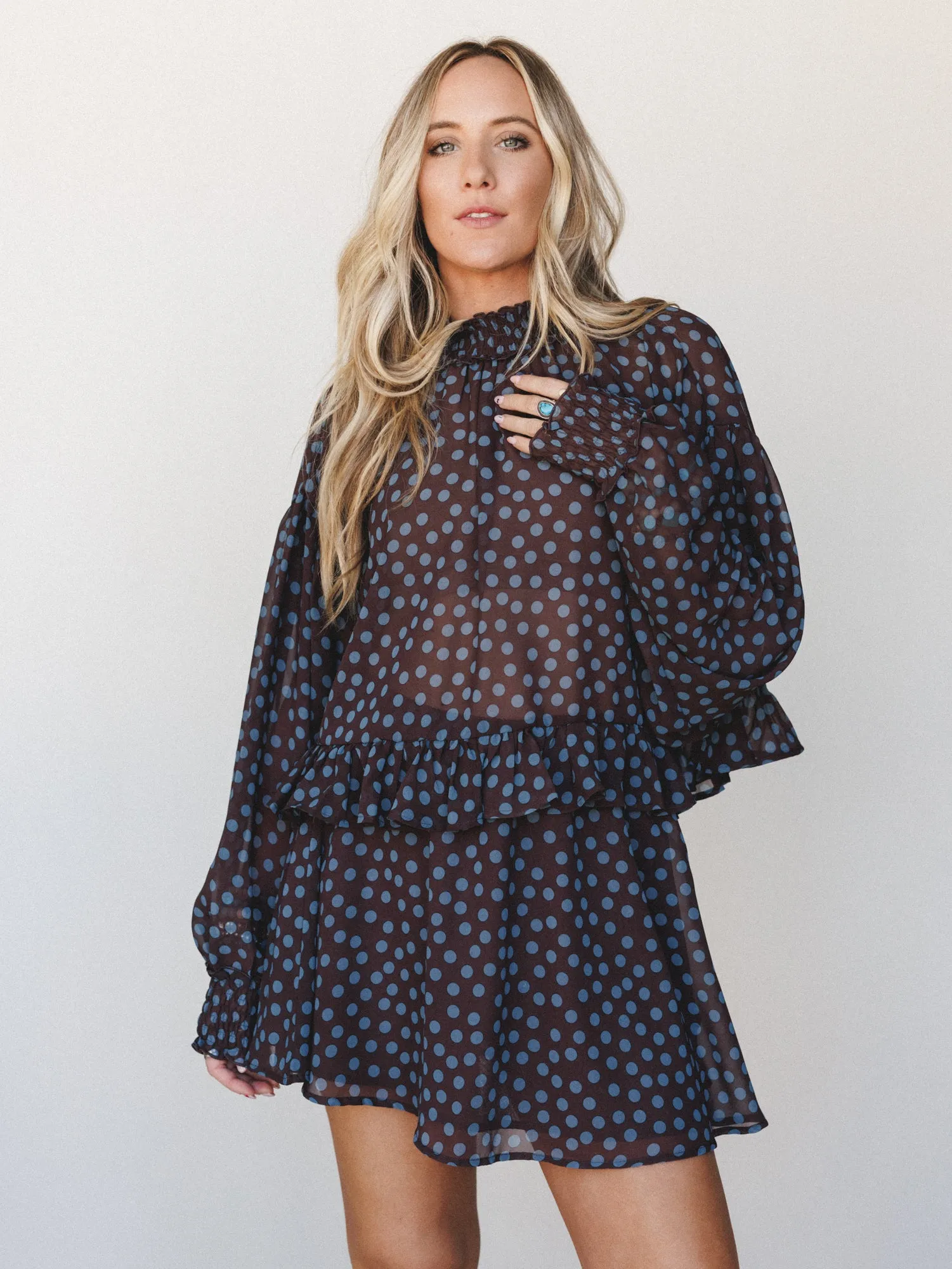Dots and Spots Mini Skirt - Brown Teal sold by Three Bird Nest product image thumbnail 3