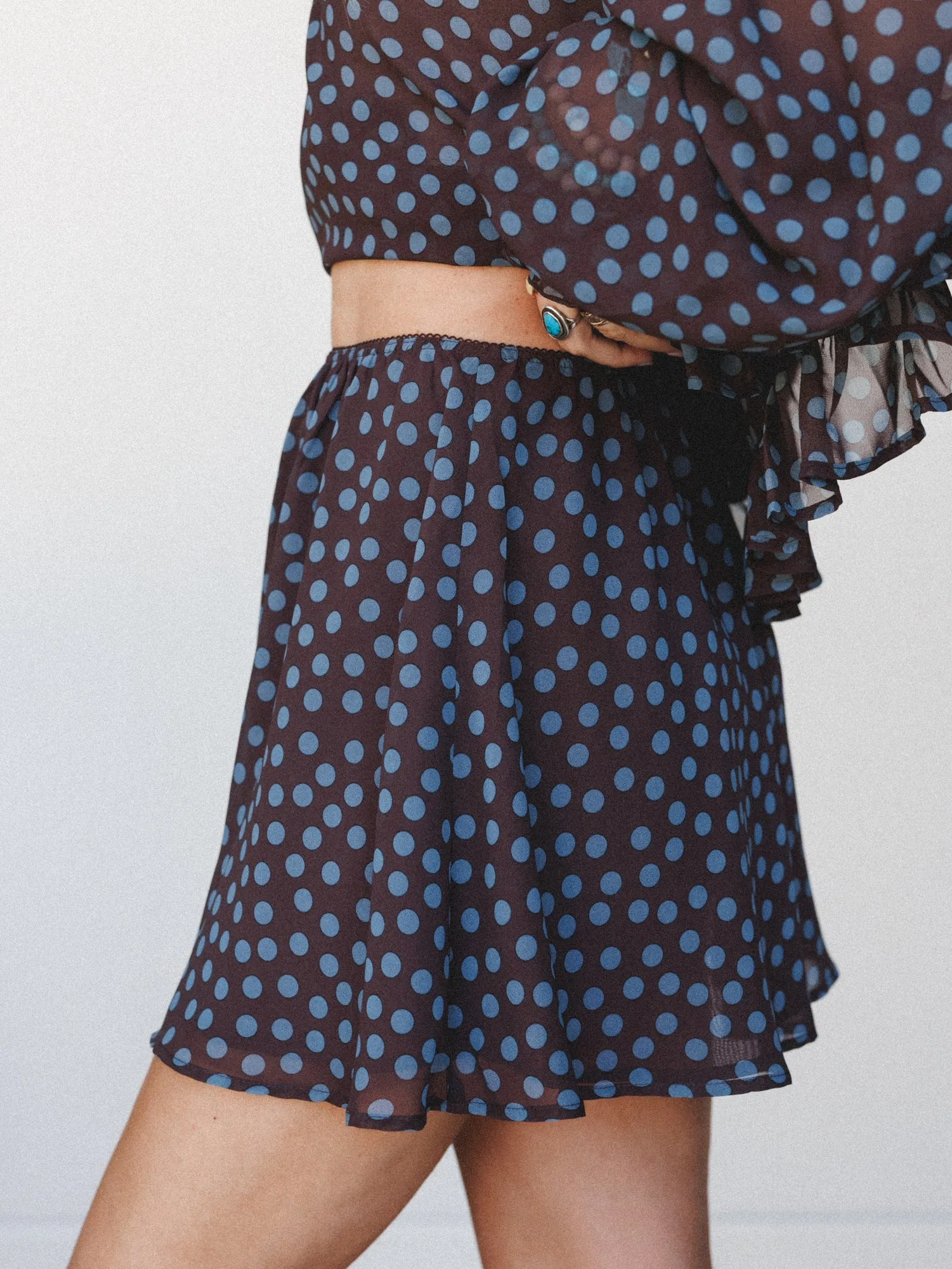 Dots and Spots Mini Skirt - Brown Teal sold by Three Bird Nest product image thumbnail 2