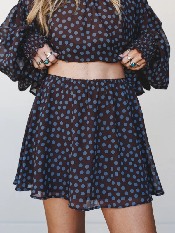 Dots and Spots Mini Skirt - Brown Teal made by By Together