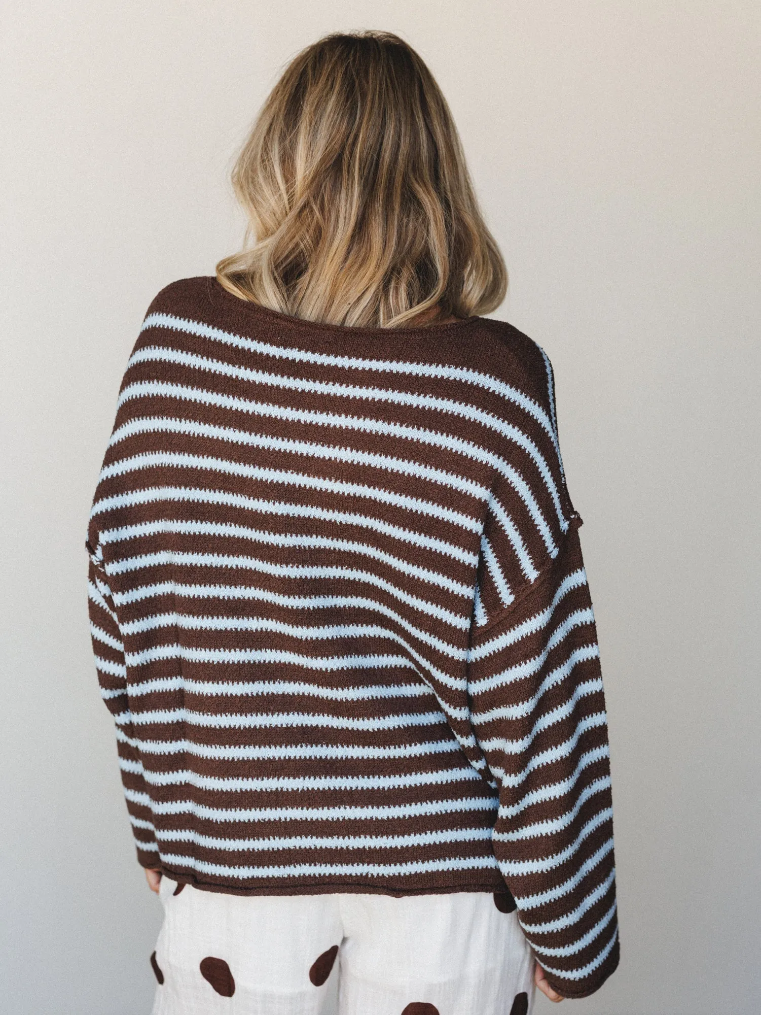 All My Stripes Oversized Sweater - Chocolate sold by Three Bird Nest product image thumbnail 4