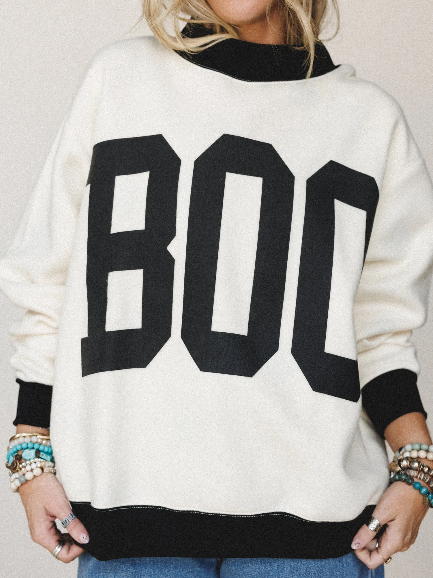 Boo Crew Neck Reversible Sweater - Ivory sold by Three Bird Nest product image thumbnail 5