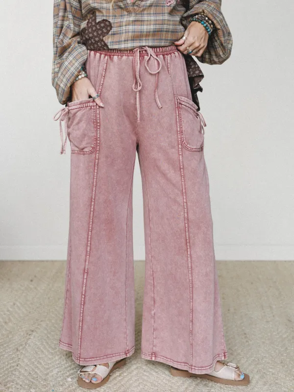 Tied With A Bow Pants - Red Bean made by easel