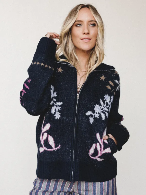 Autumn Florals Sweater - Navy made by By Together