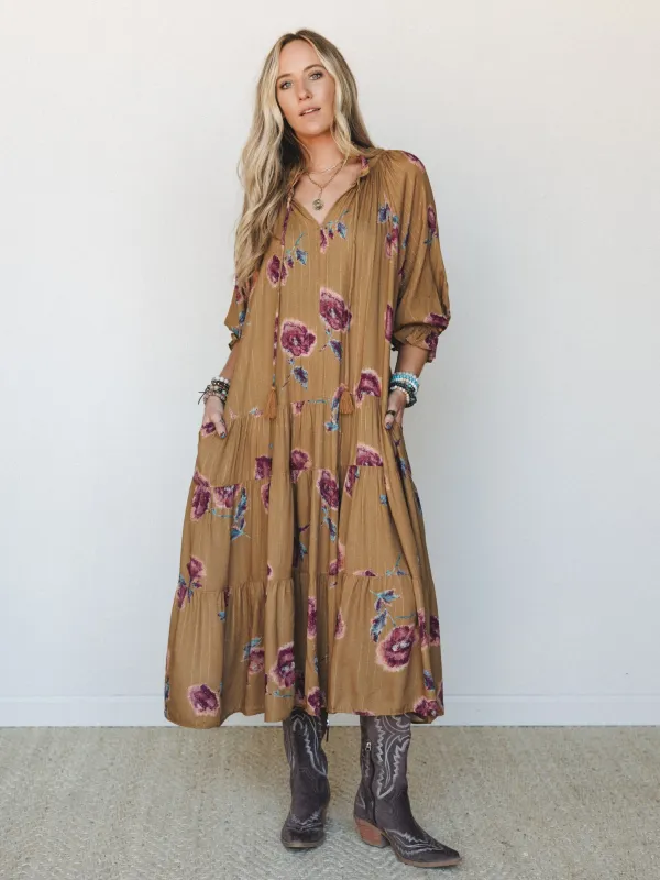 Bright Side Maxi Dress - Camel made by easel
